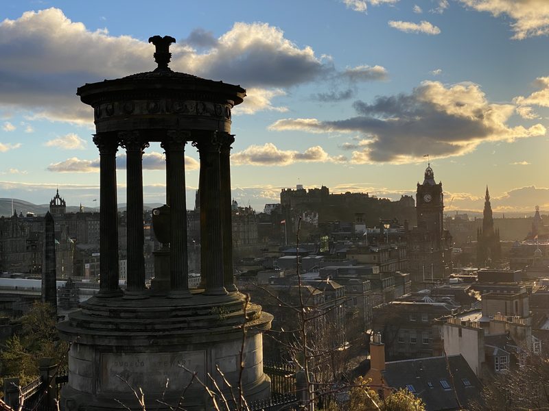Edinburgh skyline at dusk from Calton Hill