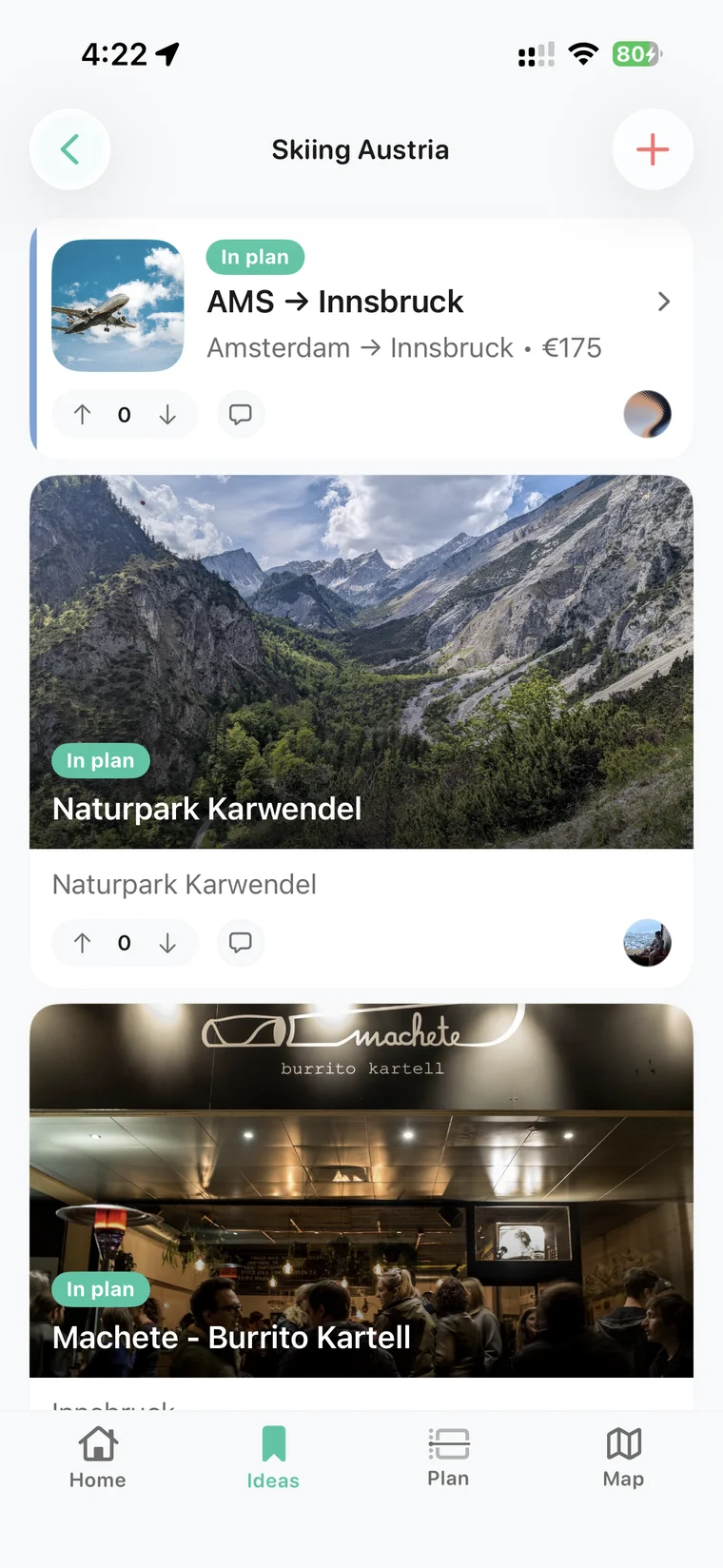 Opgeslagen ideeën in de Awaii-app voor iPhone